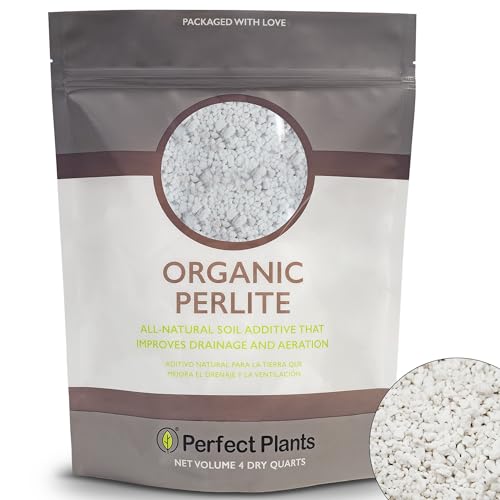 Organic Perlite by Perfect Plants Add to Soil for Indoor & Outdoor Container Plants for Drainage Management and Enhanced Growth (4qts.)
