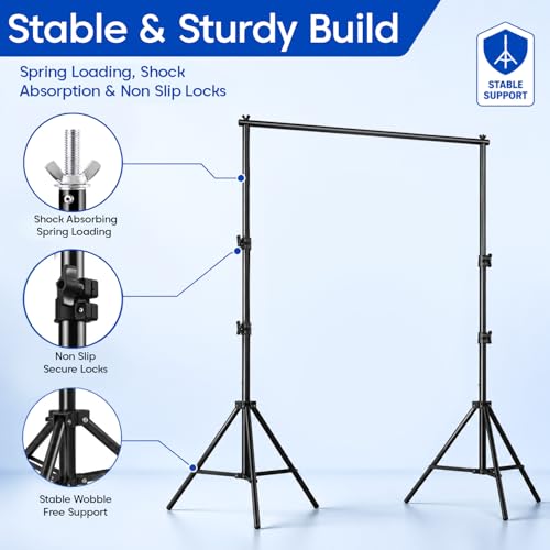 Image of Sounce 9x9 Feet Adjustable Backdrop Stand Kit with Carry Bag | Foldable & Portable Background Stand | for Photography & Videography | Compatible with All Backdrops & Green Screens