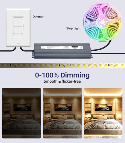 Image of Dimmable LED Driver, 12V 80W Triac Dimmable Power Supply, AC to DC Low Voltage Transformer, Compatible with Lutron and Leviton Dimmers, Waterproof IP67,Smooth Flicker Free Dimming for LED Strip Lights