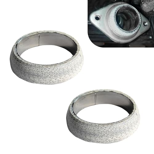 Opuweiy Exhaust Gasket, 2 PCS Sealed Exhaust Manifold Gasket, 2.5In Leakproof Exhausts Pipe Manifold Replacement, for Car RV SUV Truck (Silver)