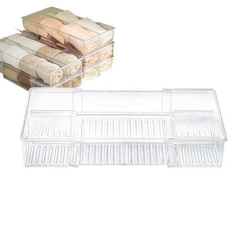 Générique Organizzatore di biancheria intima | Organizer per gatti estensibile con separatore regolabile,Scatola di immagazzinaggio con separatore doppio scomparto impilabile per cucina camera da