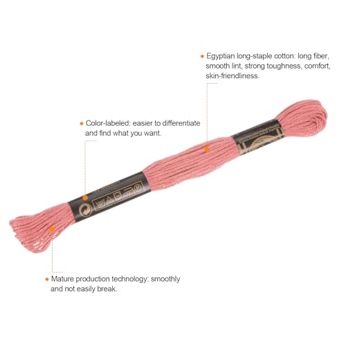 Image of HARFINGTON 12 Skeins Embroidery Floss 8.75yds(8m) Egyptian Long-Staple Cotton Cross Stitch Thread for Sewing DIY Bracelet Yarn String and Crafts, Tea Rose(6021)