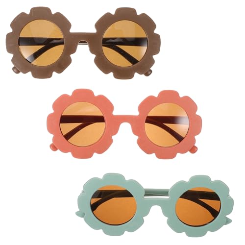 FRCOLOR 3Pairs Sunglasses Props Sunflower Decorative Eyewear for Parties Birthdays Festivals and Celebrations Lightweight Stylish Eyewear