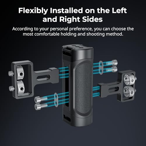 Image of SMALLRIG Mini Camera Side Handle with NATO and 1 /4 inch-20 Screws Installation Options, for Left and Right Hand, with 1 /4 inch-20 Threaded Holes, Wrist Strap Holes, Cold Shoe, Up and Down Adjustable
