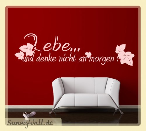 Wandtattoo Spruch Lebe Denke Morgen Wanddeko Wandzitat Lettering Wohnzimmer | Selbstklebende Vinylfolie für Tapete Raufaser Möbel Glas als Schriftzug für Wohnzimmer Flur Größe 107 x 29 cm Innenbereich