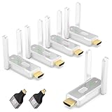 Wireless HDMI Transmitter and Receiver, 4K Decoding, 500FT/150M, Plug & Play Wireless HDMI Extender for Seamless High-Definition Streaming from Laptop/PC/TV Box to Monitor/TV/Projector (1*TX+4*RX)