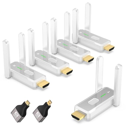 Wireless HDMI Transmitter and Receiver, 4K Decoding, 500FT/150M, Plug & Play Wireless HDMI Extender for Seamless High-Definition Streaming from Laptop/PC/TV Box to Monitor/TV/Projector (1*TX+4*RX)