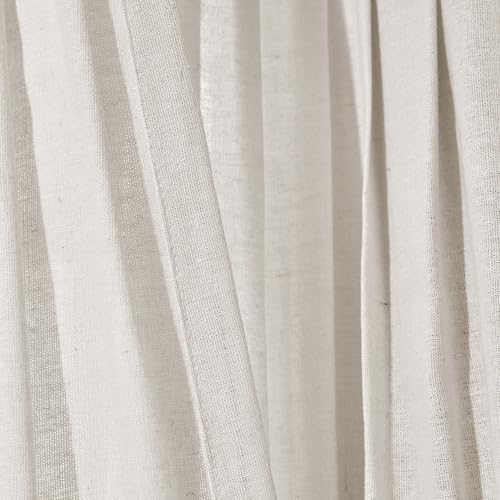 Image of Lush Decor Linen Button Shower Curtain, 72 inch W x 78 inch L, Off White - Extra Long Shower Curtains - White Shower Curtain Fabric - Farmhouse Bathroom Decor
