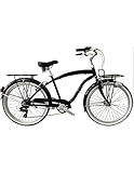 Cicli Puzone BICI ALLUMINIO DA UOMO MISURA 26 CITY BIKE BICICLETTA BEACH CRUISER STILE AMERICANO CAMBIO 7V COMPLETA DI ACCESSORI LUCI A LED