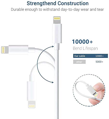 image for Novtech iPhone Charger Cord [MFi Certified] 3Pack 6 Feet USB A to Ligh