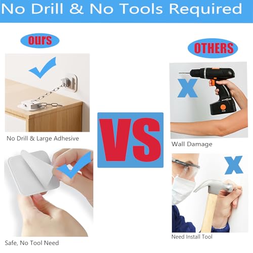 image for YEYA Upgraded Anti-Tip No Drill Furniture Anchor with Strong 3M Adhesi