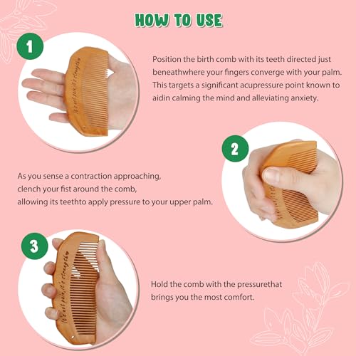 Arrozon Birth Comb for Women Labor, Hospital Bag Must Haves for Pregnant Mom, Wooden Labor comb Natural Labor and Delivery Essentials, New Mom Gifts Birthing Comb