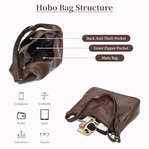 Image of Hobo Bags for Women, Vegan Leather Shoulder Handbag Tote Bag