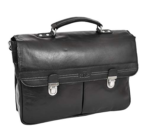 Mallette messager en cuir véritable noir élégante et robuste HLG628