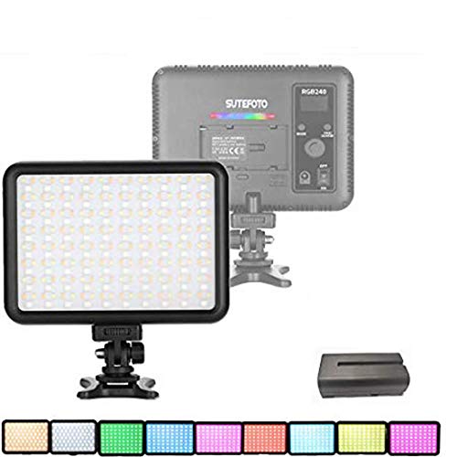 Sutefoto Color RGB Caméra vidéo Lumière Panneau d'éclairage de Caméra de Poche pour DSLR Caméscope Téléphone Vidéo Vlog 2500K-8500K Réglable, Graduation 0-100% CRI/TLCI 95+ avec Batterie