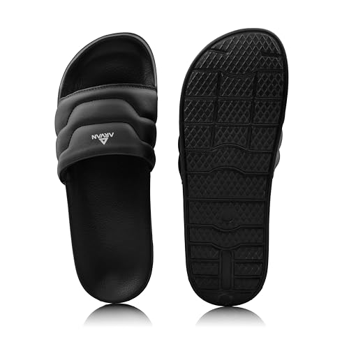 Image of ARVAN Mens Padded Strap EVA Sliders | Lightweight Slip-On Slippers with Cushioned Sole | Casual Open-Toe Slides