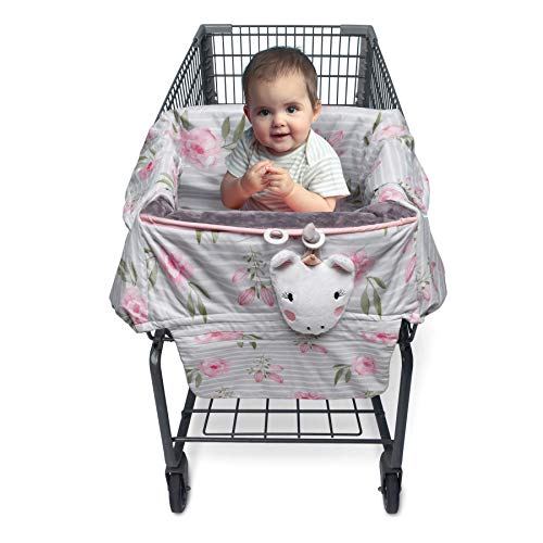 Image of Boppy Shopping Cart and High Chair Cover—Preferred | Pink Gray Unicorn with Attached Mirror Toy| with Integrated Storage Pouch | 2-Point Safety Belt | Wipeable, Machine Washable | 6-48 Months