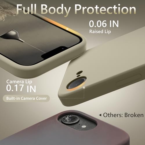 Image of FireNova Magnetic for iPhone 17e Case /iPhone 16e Case, Compatible with MagSafe, [Silicone Camera Protection] Microfiber Lining Phone Case, 6.1 inch, Khaki