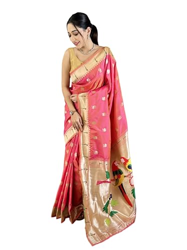 Pandadi Saree Soft Kanjivaram Silk Peach Saree with Golden Zari Weaving, Traditional Designer Pallu with Jhumk