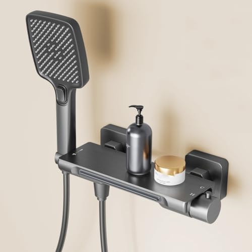 Robinet de baignoire mural chic en laiton et kit douchette durable - 2
