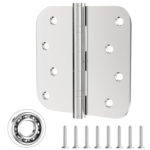 Hinges, 3 Pack Door Hinges Stainless Steel Hinges 4" Heavy Duty Hinge Ball Bearing Door Hinge with Rounded 5/8-Inch Radius Corners Thickness 3mm Hinges Heavy Duty Exterior Door Hinges