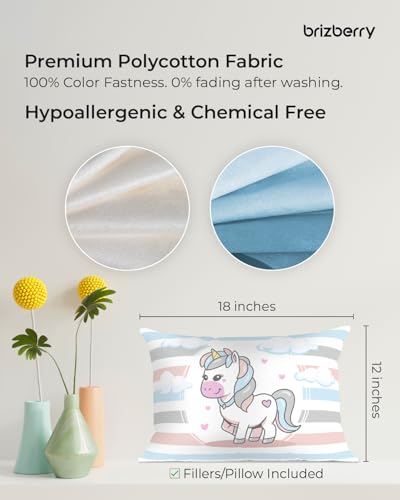 Image of Brizberry Kids Pillow Cushion with Super Soft Fabric | Animal & Cartoon Prints | 12x18 inches (Design 19)