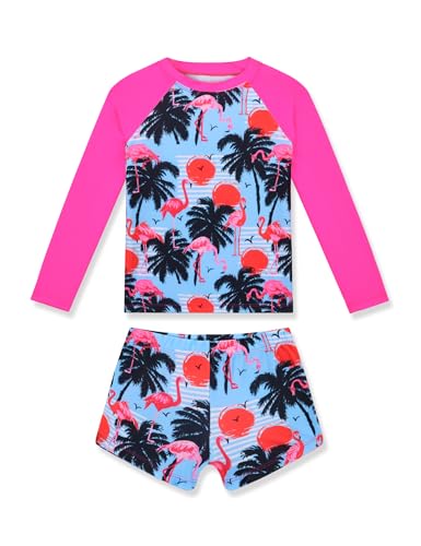 Image of Girls Rash Guard Swimsuit Two Piece Long Sleeve Bathing Suits