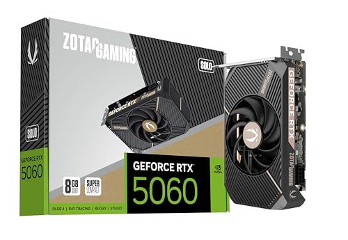 ZOTAC Gaming GeForce RTX 5060 Solo DLSS 4 8GB GDDR7 128-bit 28 Gbps PCIE 5.0 Gaming Graphics Card, SFF-Ready Ultra Compact Card, ZT-B50600G-10A
