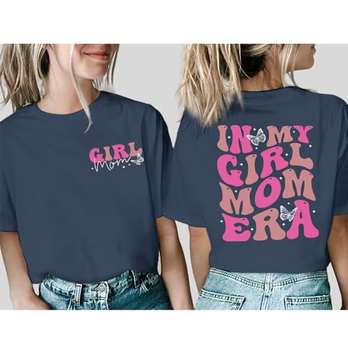 Image of Mama Shirts for Women in My Girl Mom Era Shirt Funny Letter Printed Graphic Tees Casual Tops