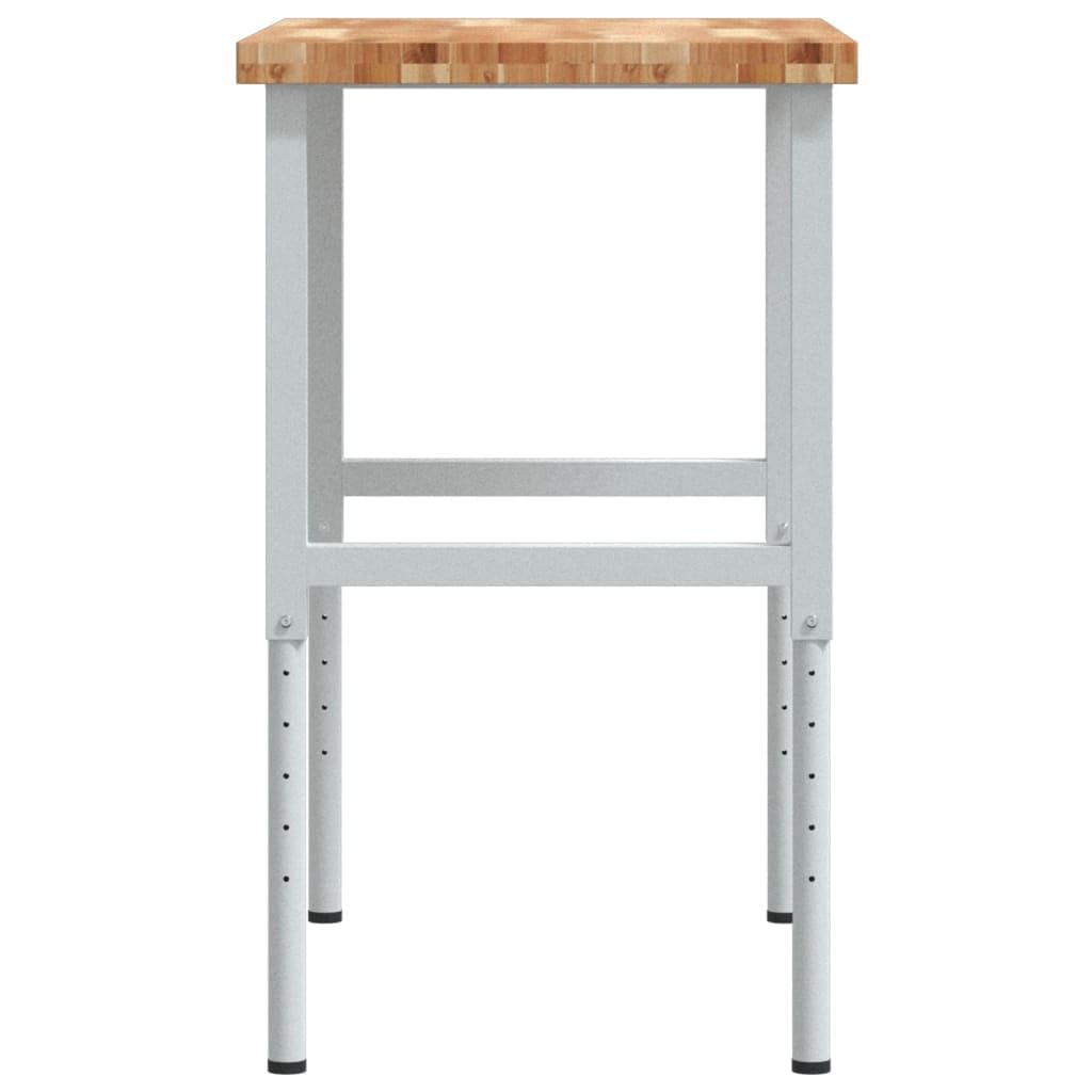 Banco de trabajo rectangular de madera maciza de acacia, 100 x 60 x 73-99,5 cm