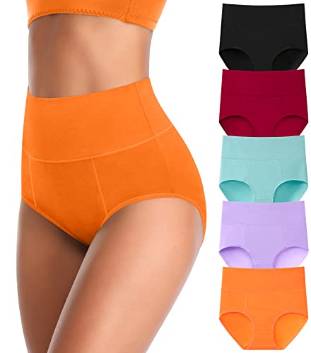 Image of Women's High Waist Cotton Underwear Soft Brief Panties Decorated with Lace Regular and Plus Size