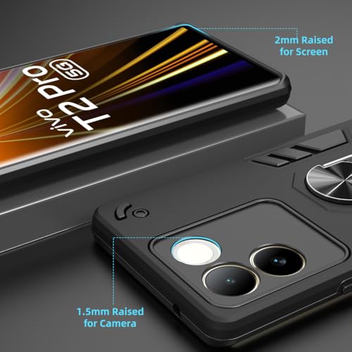 Image of NDCOM for Iqoo Z7 Pro 5G Back Cover | Vivo T2 Pro 5G Mobile Back Cover | Vivo T2Pro 5G Back Cover | Premium Protection | Ring Holder Case