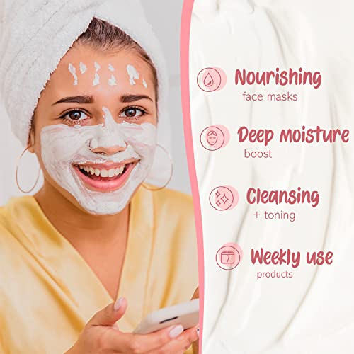 7th Heaven Pamper Skincare Set - 4 x Face Masks to Moisturise and Hydrate Dry Skin - With Coconut & Clay Peel Off Mask, Pink Rose Clay Mask, Strawberry Cream and Coconut Cream Face Mask - Image 4