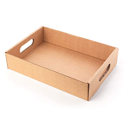 Only Boxes, Bandeja - Cesta de Cartón con Asas, 33 x 22 x 7, 10 Unidades Cover
