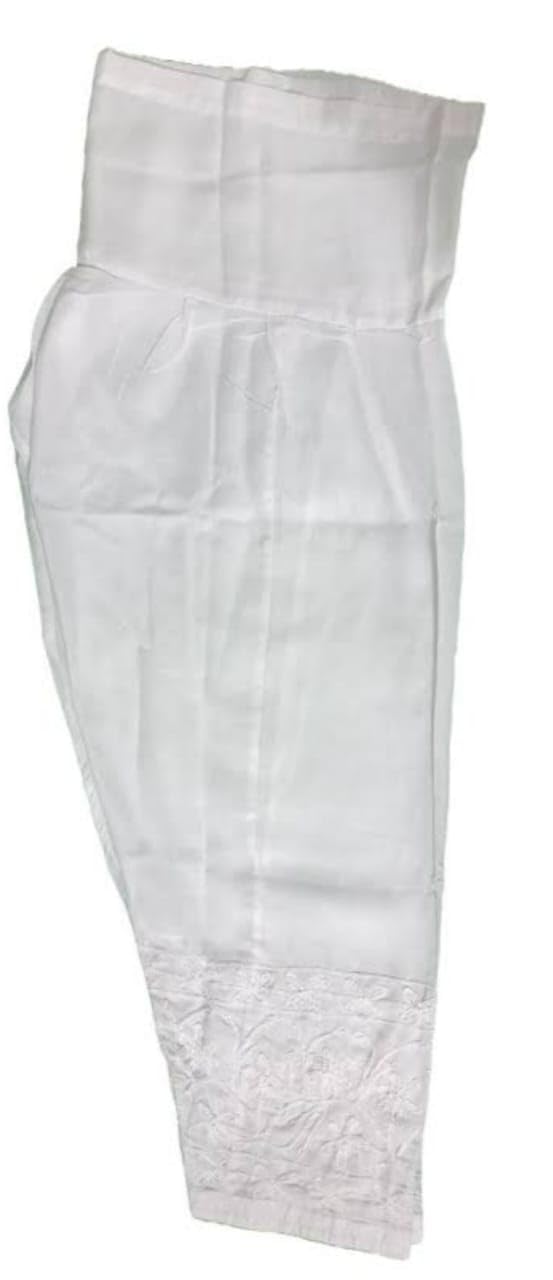 Women Pathani Afghani Loose Fit Comfortable Dailywear Salwar Pack of 1 Pure Cotton Cambric Ethnic wear with 2 Pockets and Full Elastic Waistband White-image-6