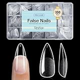 SinzSue 330PCS Medium Stiletto Nails - 15 Sizes, Pre-Filed & Durable! Full Cover Almond Shape False Nail Acrylic Soft Gel Nails Tips,Get Salon-Like Nails at Home in Minutes!