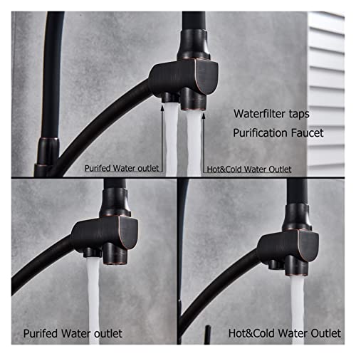 Robinet de cuisine rotatif flexible double bec LWX purification