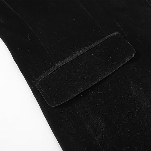 Men's Velvet Tuxedo Blazer One Button with Double Layer Bow Tie Shawl Lapel Suit Jacket for Wedding Prom Dinner Party4