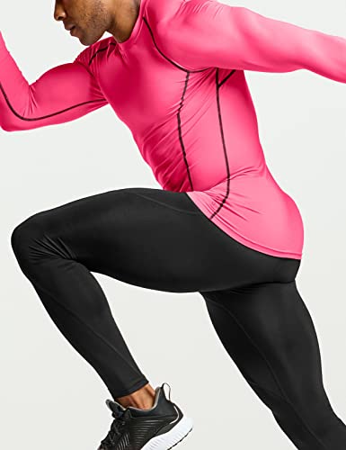 Athlio Men's Upf 50+ Long Sleeve Compression Shirts, Water Sports Rash Guard Base Layer, Athletic Workout Shirt, 3Pack Black/Cloud Grey/Neon Pink, Large #TOP6