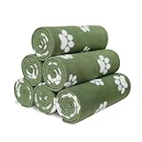 CZFZTXL Fleece Throw Blankets Bulk Fleece Blankets Solid Wholesale Lightweight Warm Soft for Pet Bed Sofa Office Wedding Gifts Travel Seasons Green White Paw 50x60 Inches Pack of 6