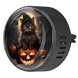 Impresión, 2 paquetes de ambientador de aromaterapia para coche, Halloween, gato, calabaza, difusor de aceite esencial, decoración de clip de ventilación
