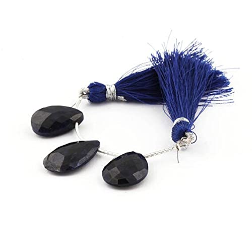 Saphir bleu briolette 19mm-21mm LKBEADS lot de 3 perles SB23