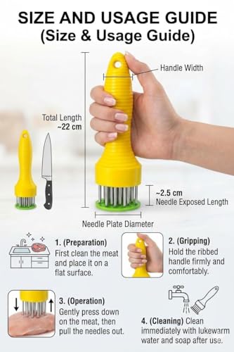 Image of GRILL BUMP Meat Tenderizer Needle Tool - Stainless Steel 24 Blade Meat Tenderizer | Professional Steak Tenderizer for Chicken, Beef & Mutton (Corn Meat tendrize)