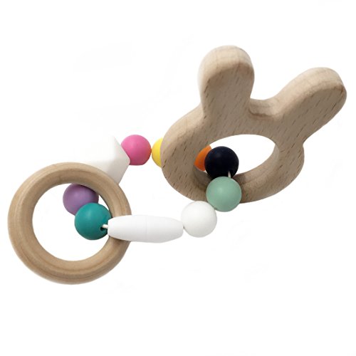 Coskiss En bois en forme de bébé animal Bracelet Maman Tétines Enfants Bijoux pour bébé bio Perles Silicon bois bébé Bangle (S506) Cover