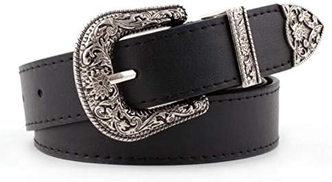 INOGIH Adjustable-Vintage-Western-Cowboy-Belt Women Men - Cowboy-Style Engraved-Buckle Belt for Jeans Pants Dresses