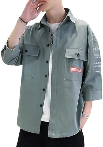 （05:30時点） [foveitaa] 夏服 メンズ 七分袖 シャツ リネンシャツ メンズ 快適な 軽い 柔らかい かっこいい 大きいサイズ カットソー ゆったり おしゃれ カジュアル トップス 人気 春夏 1908junLv L