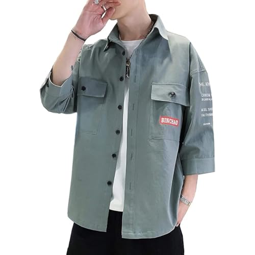 [foveitaa] 夏服 メンズ 七分袖 シャツ リネンシャツ メンズ 快適な 軽い 柔らかい かっこいい 大きいサイズ カットソー ゆったり おしゃれ カジュアル トップス 人気 春夏 1908junLv 3XLの商品画像（Amazon）