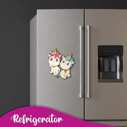 Image of Bhai Please Unicorn Couple Theme Wooden Fridge Magnet - Couple Gift