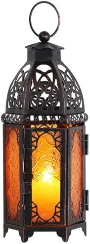 Moroccan Lanterns Decorative Indoor & Outdoor, 11’’ Medium Size V...