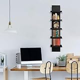 YEXEXINM 5 Tier Wall Shelf Unit - Narrow Smooth Laminate Finish - Vertical Column Wall Decor Mount Floating Storage Home Decor Organizer Tall Tower Utility Shelf for Bedrooms, Living Rooms(Black) - Image 7